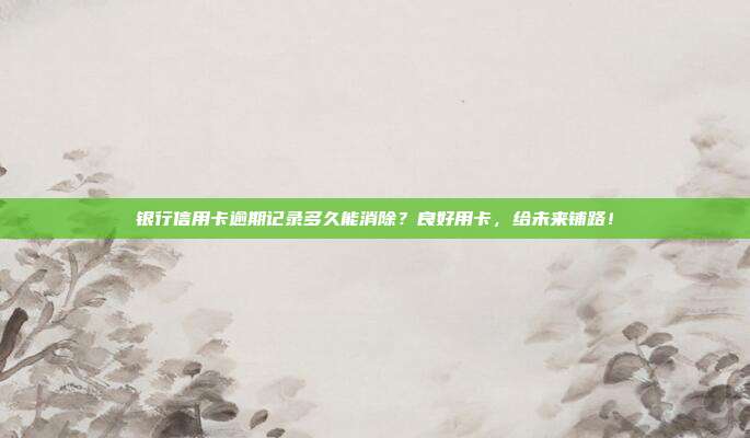 银行信用卡逾期记录多久能消除？良好用卡，给未来铺路！