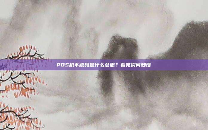 POS机不跳码是什么意思?看完瞬间秒懂
