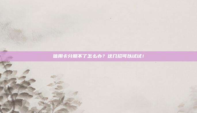 信用卡分期不了怎么办?这几招可以试试!