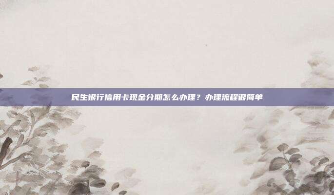 民生银行信用卡现金分期怎么办理?办理流程很简单