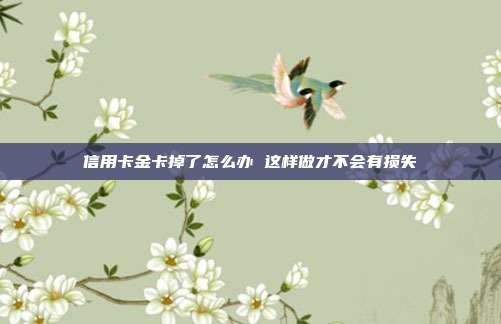 信用卡金卡掉了怎么办 这样做才不会有损失
