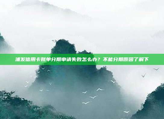 浦发信用卡账单分期申请失败怎么办？不能分期原因了解下
