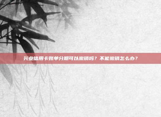 兴业信用卡账单分期可以撤销吗？不能撤销怎么办？