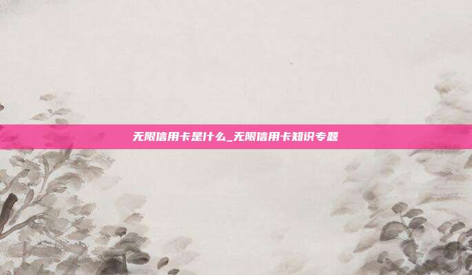 无限信用卡是什么_无限信用卡知识专题