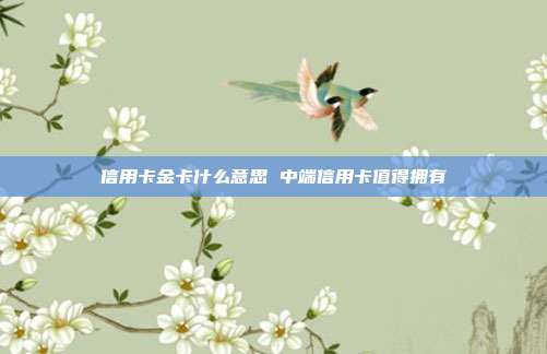 信用卡金卡什么意思 中端信用卡值得拥有