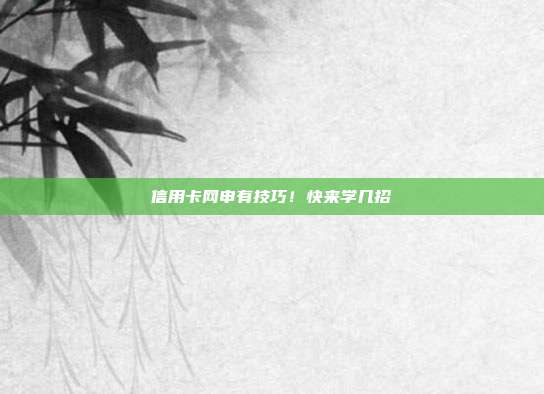 信用卡网申有技巧!快来学几招