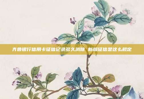 齐鲁银行信用卡征信记录多久消除 新版征信是这么规定