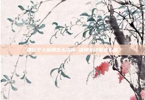 建行个人信用怎么查询 信用卡征信这么查