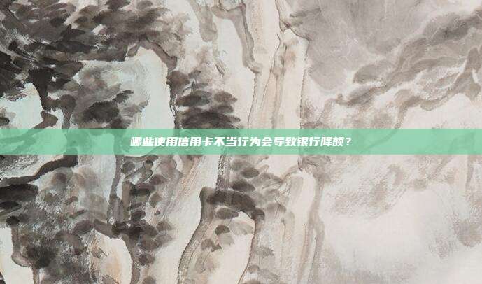 哪些使用信用卡不当行为会导致银行降额?