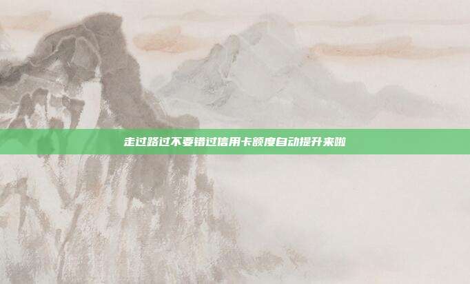 走过路过不要错过信用卡额度自动提升来啦