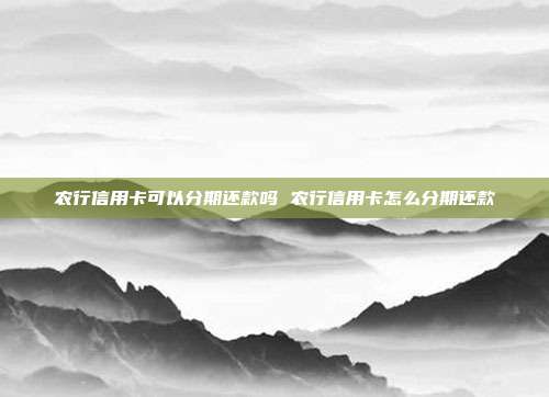 农行信用卡可以分期还款吗 农行信用卡怎么分期还款