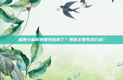 信用卡临时额度突然没了?原因主要有这几点!