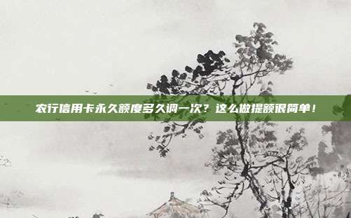 农行信用卡永久额度多久调一次?这么做提额很简单!