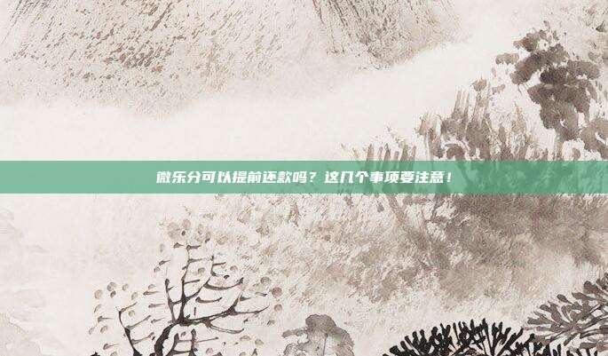 微乐分可以提前还款吗?这几个事项要注意!