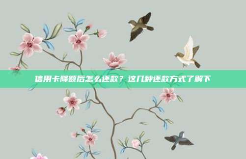 信用卡降额后怎么还款？这几种还款方式了解下