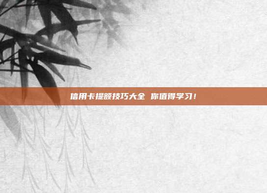 信用卡提额技巧大全 你值得学习!