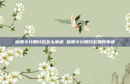 信用卡分期付款怎么申请 信用卡分期付款如何申请