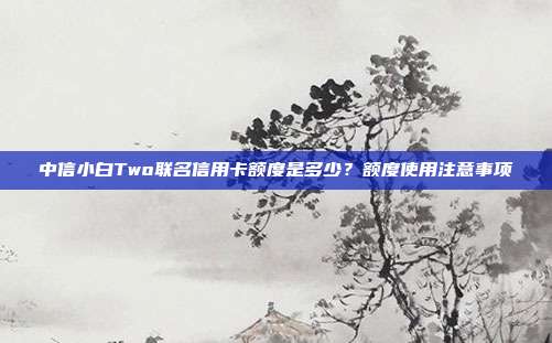 中信小白Two联名信用卡额度是多少?额度使用注意事项