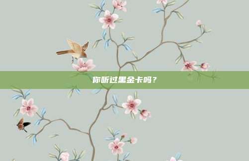 你听过黑金卡吗?