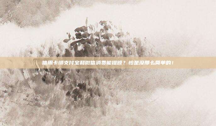 信用卡绑支付宝和微信消费能提额?怕是没那么简单的!