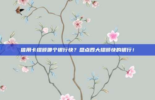信用卡提额哪个银行快？盘点四大提额快的银行！
