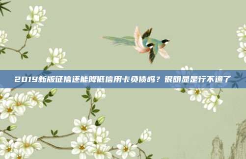 2019新版征信还能降低信用卡负债吗?很明显是行不通了