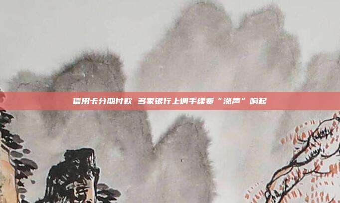 信用卡分期付款 多家银行上调手续费“涨声”响起