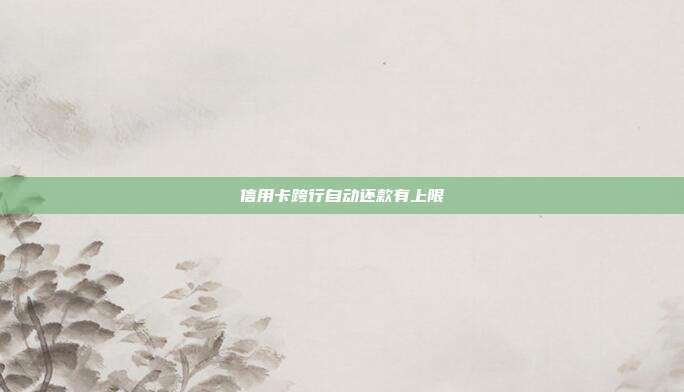 信用卡跨行自动还款有上限