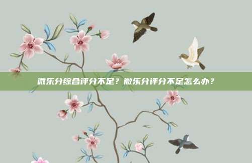 微乐分综合评分不足?微乐分评分不足怎么办?
