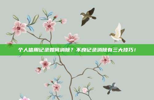 个人信用记录如何消除？不良记录消除有三大技巧！