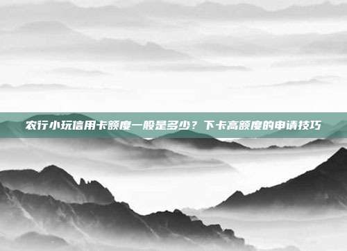 农行小玩信用卡额度一般是多少?下卡高额度的申请技巧