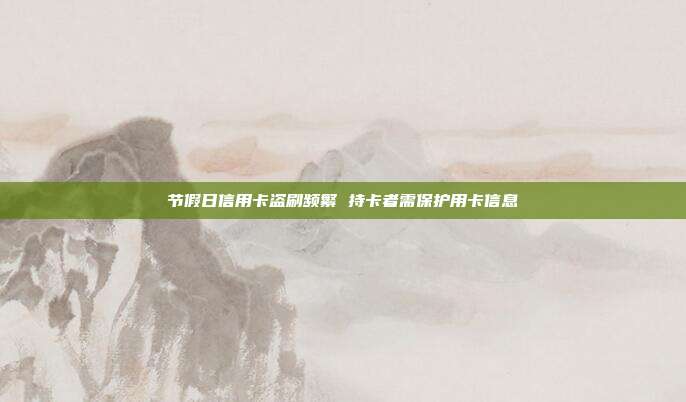 节假日信用卡盗刷频繁 持卡者需保护用卡信息