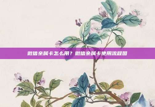 微信亲属卡怎么用?微信亲属卡使用流程图