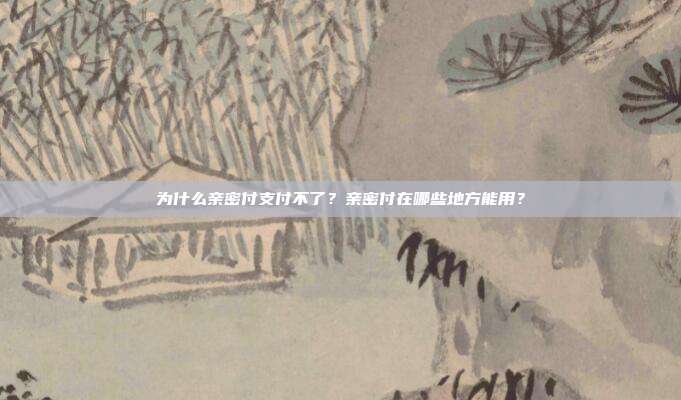 为什么亲密付支付不了?亲密付在哪些地方能用?
