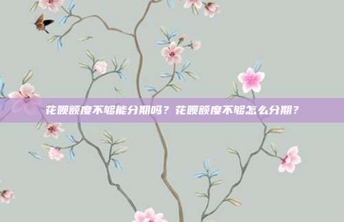 花呗额度不够能分期吗?花呗额度不够怎么分期?