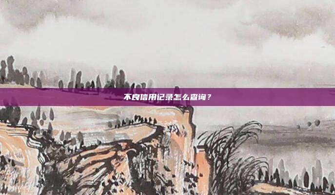 不良信用记录怎么查询?