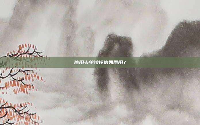 信用卡单独授信如何用?
