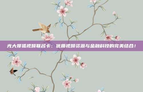 光大搜狐视频联名卡：优质视频资源与金融科技的完美结合！