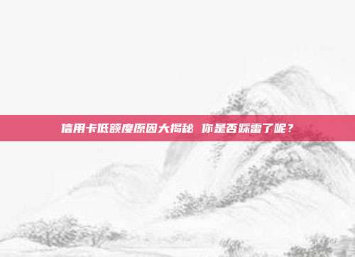 信用卡低额度原因大揭秘 你是否踩雷了呢?