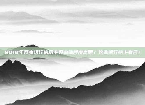 2019年那家银行信用卡好申请额度高呢?这些银行榜上有名!