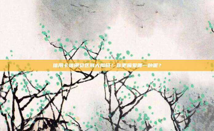 信用卡信用贷区别大揭晓!你更偏爱哪一种呢?