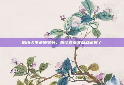 信用卡申请哪家好,看完这篇文章就明白了