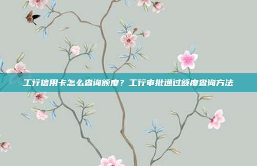 工行信用卡怎么查询额度?工行审批通过额度查询方法