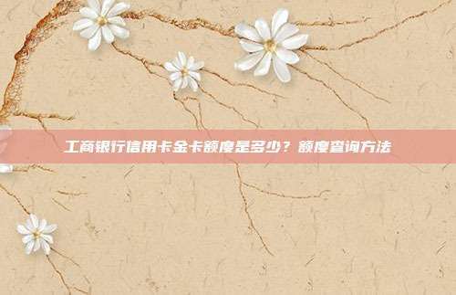 工商银行信用卡金卡额度是多少?额度查询方法