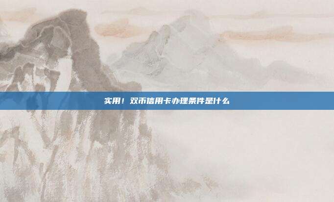 实用!双币信用卡办理条件是什么