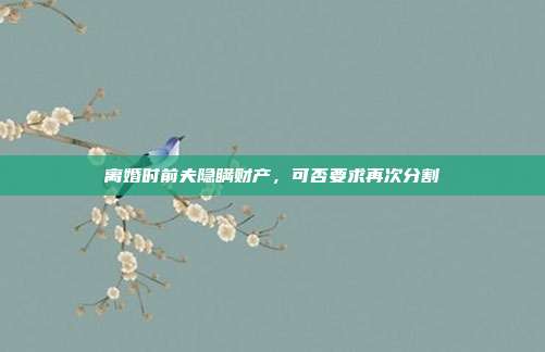离婚时前夫隐瞒财产,可否要求再次分割