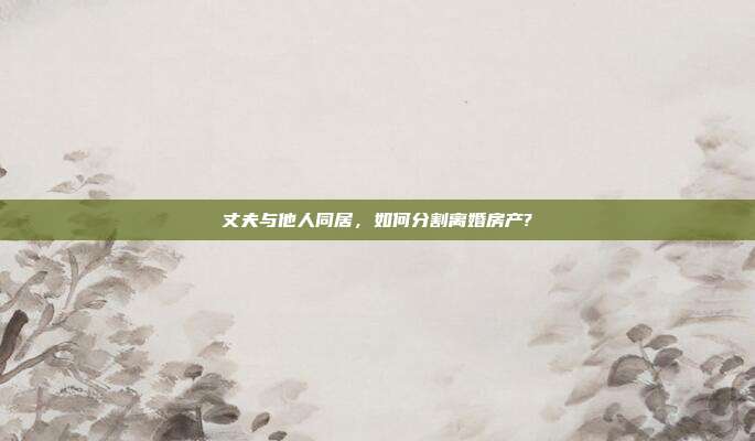 丈夫与他人同居,如何分割离婚房产?