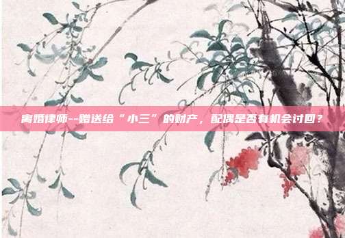 离婚律师--赠送给“小三”的财产，配偶是否有机会讨回？