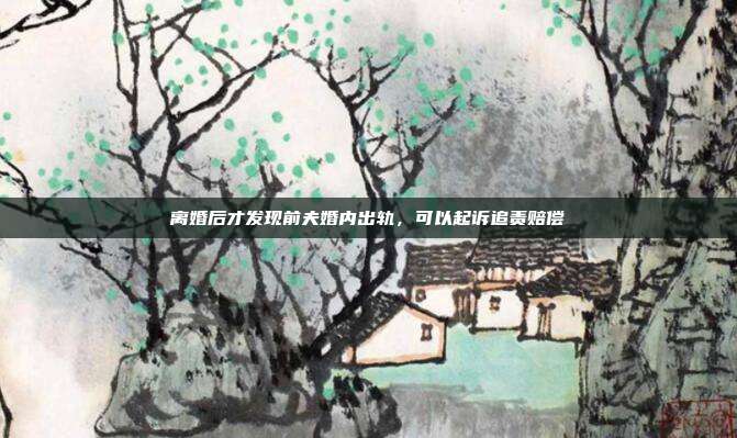 离婚后才发现前夫婚内出轨,可以起诉追责赔偿