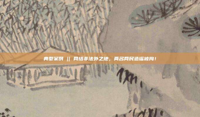 典型案例 || 网络非法外之地,两名网民造谣被拘!